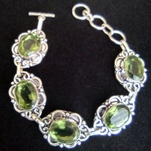 Sparkling Peridot silver bracelet 6"- 7.25" Vintage